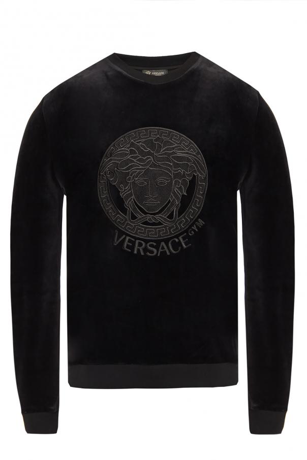 Black Logo embroidered sweater Versace Vitkac Australia